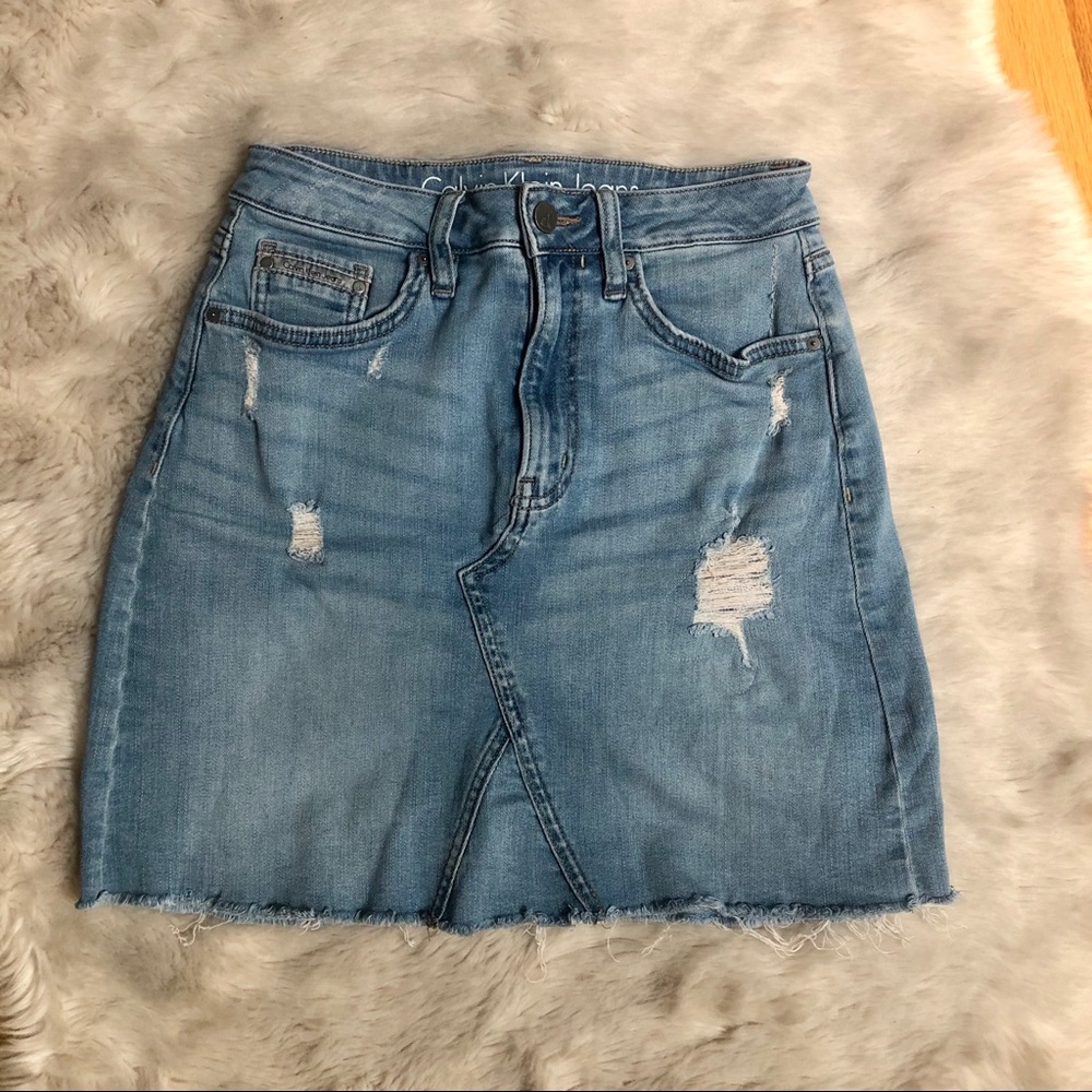 Calvin Klein Denim Blue Jean Stretchy Skirt